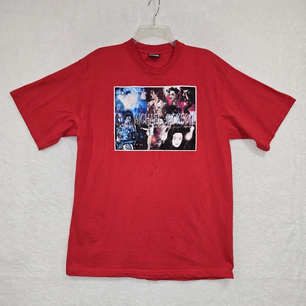 Michael‎ Jackson Tribute T-shirt Men's Red XL Short Sleeve 1958-2009 Tee Collage